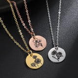 Flowers Pattern Name Necklace Stainless Steel Personalized Gift