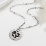 Flowers Pattern Name Necklace Stainless Steel Personalized Gift