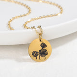 Flowers Pattern Name Necklace Stainless Steel Personalized Gift