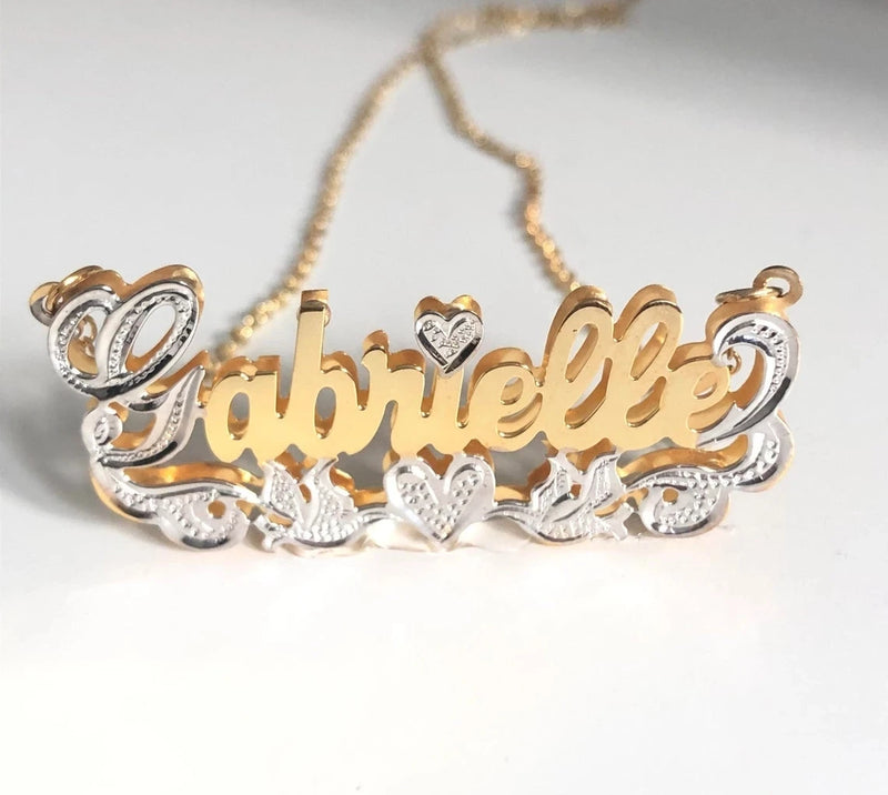 Personalized Name Necklace For Women 3D Nameplate 18K Pendant Necklaces