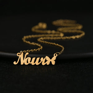 Personalized Name Necklace Stainless Steel Letter Crystal Butterfly Choker