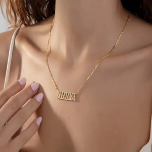 Personalized Name Necklace Plated Nameplate Cubic Zirconia Letter Necklace