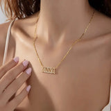 Personalized Name Necklace Plated Nameplate Cubic Zirconia Letter Necklace