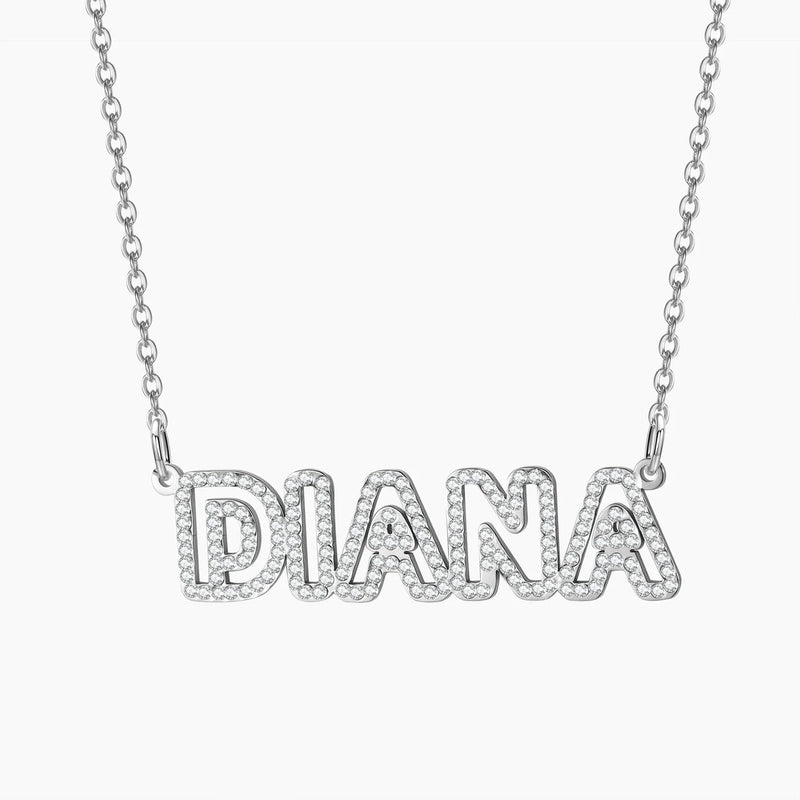 Personalized Name Necklace Plated Nameplate Cubic Zirconia Letter Necklace