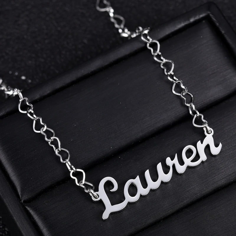 Personalized Name Necklace Name Nameplate Pendant Heart Chain Jewelry For Women