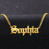 Personalized Old English Name Necklace with Cuban Link Chain