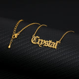 Personalized Old English Nameplate Necklace Stainless Steel Pendant Chain