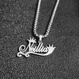 Personalized Name Necklace Crown Charm Necklace