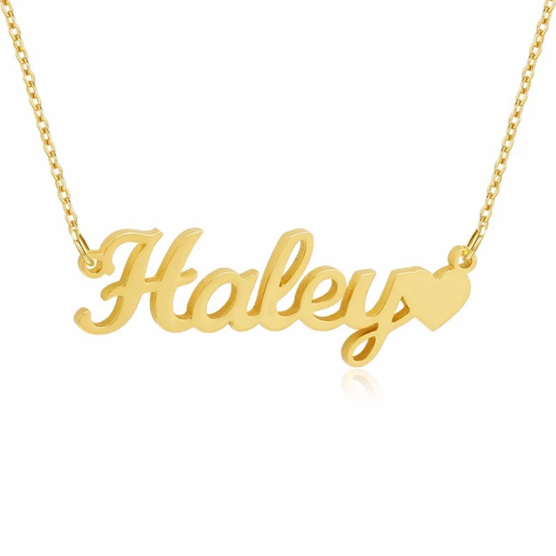 Custom Name Necklace Stainless Steel Cursive Nameplate Pendant