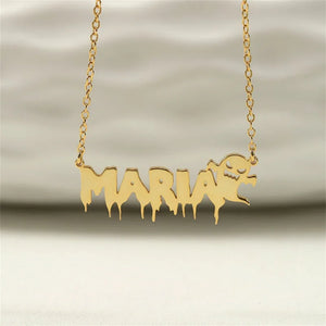 Personalized Gothic Name Necklace with Ghost for Women