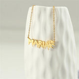 Personalized Gothic Name Necklace with Ghost for Women