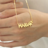 Personalized Gothic Name Necklace with Ghost for Women
