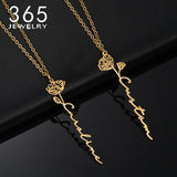Personalized Name Necklace Stainless Steel Month Flower Choker Pendant