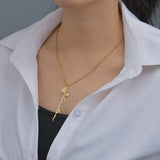 Personalized Name Necklace Stainless Steel Month Flower Choker Pendant