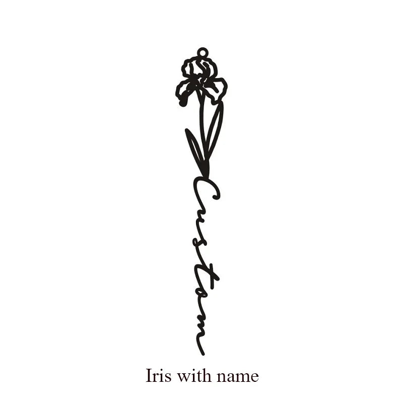 Personalized Name Necklace Stainless Steel Month Flower Choker Pendant