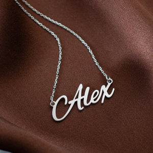 Personalized Stainless Steel Name Necklace, Dainty Silver Name Plate Necklace