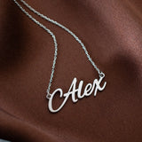 Personalized Stainless Steel Name Necklace, Dainty Silver Name Plate Necklace
