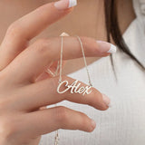 Personalized Stainless Steel Name Necklace, Dainty Silver Name Plate Necklace
