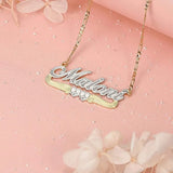 Two Tone Double Plated Hearts Name Necklace 18K Stainless Steel Jewelry