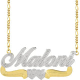Two Tone Double Plated Hearts Name Necklace 18K Stainless Steel Jewelry