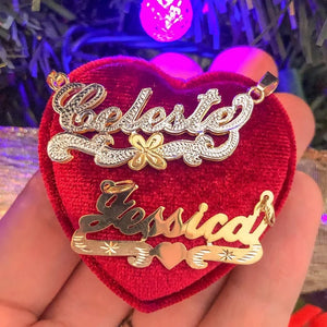 Personalized Name Necklace With Heart For Women Letter Nameplate