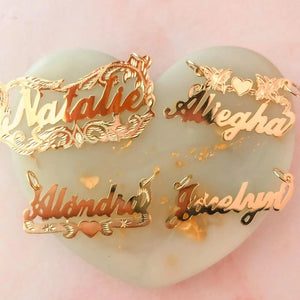 Personalized Name Necklace With Heart For Women Letter Nameplate