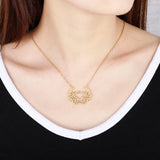 Personalized Name Necklace with Angel Wings Stainless Steel Pendant Chain