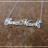Butterfly Name Necklace Stainless Steel Cursive Nameplate
