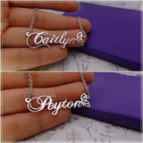 Butterfly Name Necklace Stainless Steel Cursive Nameplate