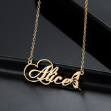 Custom Butterfly Name Necklace Stainless Steel Letter Nameplate Necklaces