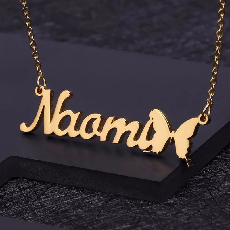 Personalized Butterfly Name Necklace for Birthday Gift