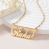 Custom Coconut Tree Name Necklace Double Plated Nameplate Pendant
