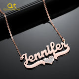 Crystal Heart Personalized Name Necklace Stainless Steel Pendant