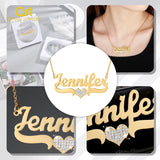 Crystal Heart Personalized Name Necklace Stainless Steel Pendant