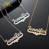 Crystal Heart Personalized Name Necklace Stainless Steel Pendant