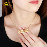 Crystal Heart Personalized Name Necklace Stainless Steel Pendant
