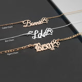 Personalized Name Necklace With Dog Paw Necklace