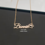 Personalized Name Necklace With Dog Paw Necklace