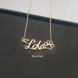 Personalized Name Necklace With Dog Paw Necklace