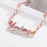 Heart Charm Name Pendant Necklace Stainless Steel Jewelry