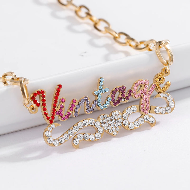 Heart Charm Name Pendant Necklace Stainless Steel Jewelry