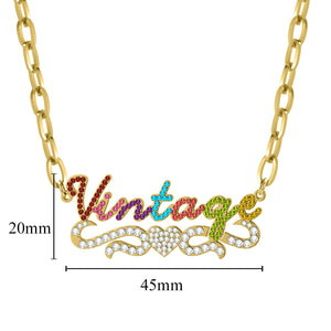 Heart Charm Name Pendant Necklace Stainless Steel Jewelry