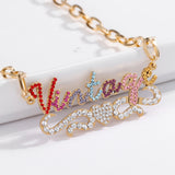 Heart Charm Name Pendant Necklace Stainless Steel Jewelry