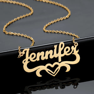 Heart Name Necklace Stainless Steel Pendant Chain for Women