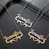 Heart Name Necklace Stainless Steel Pendant Chain for Women