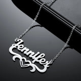Heart Name Necklace Stainless Steel Pendant Chain for Women