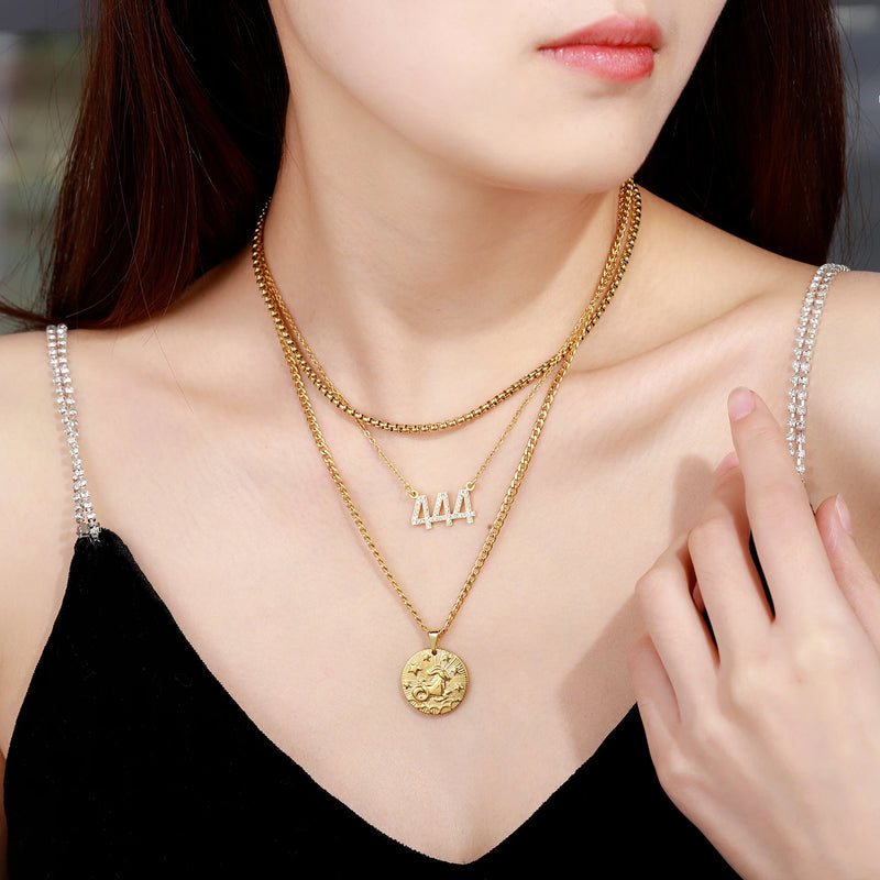 Layered Personalized Name Necklace Angel Number Pendant Constellation