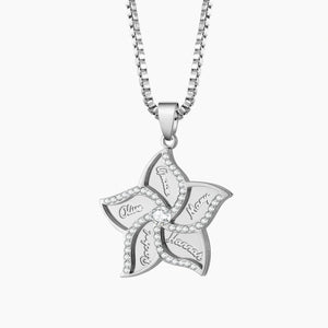 Personalized Wind Rose Name Necklace with Zircon Crystals