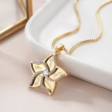 Personalized Wind Rose Name Necklace with Zircon Crystals