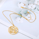 Personalized Name Necklace Women Girls Stainless Steel Hollow Monogram Initials